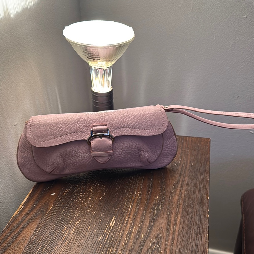 Cole Haan light pink leather wristlet with Flap Closure
